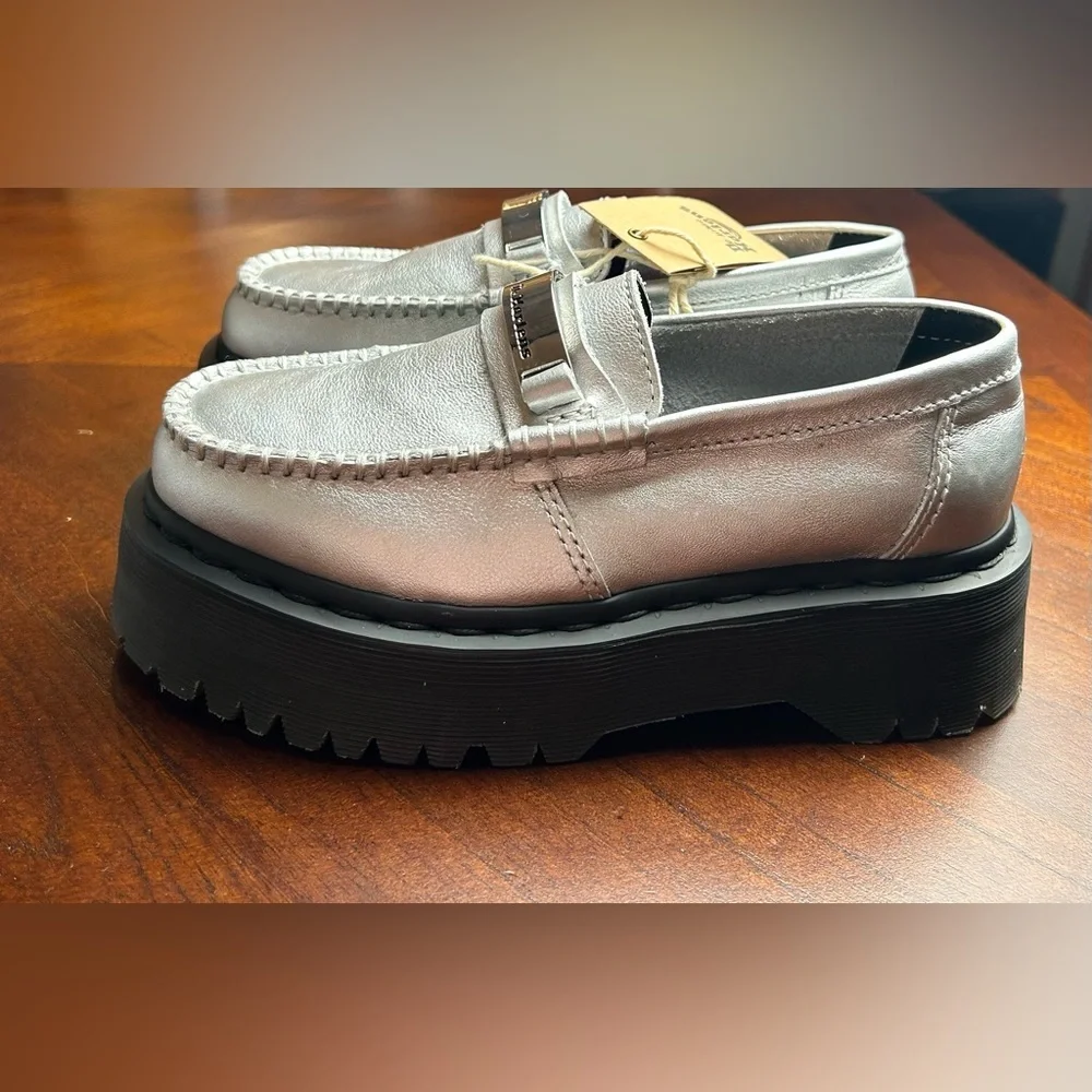 NEW Dr. Martens Silver Shoes with Black Soles